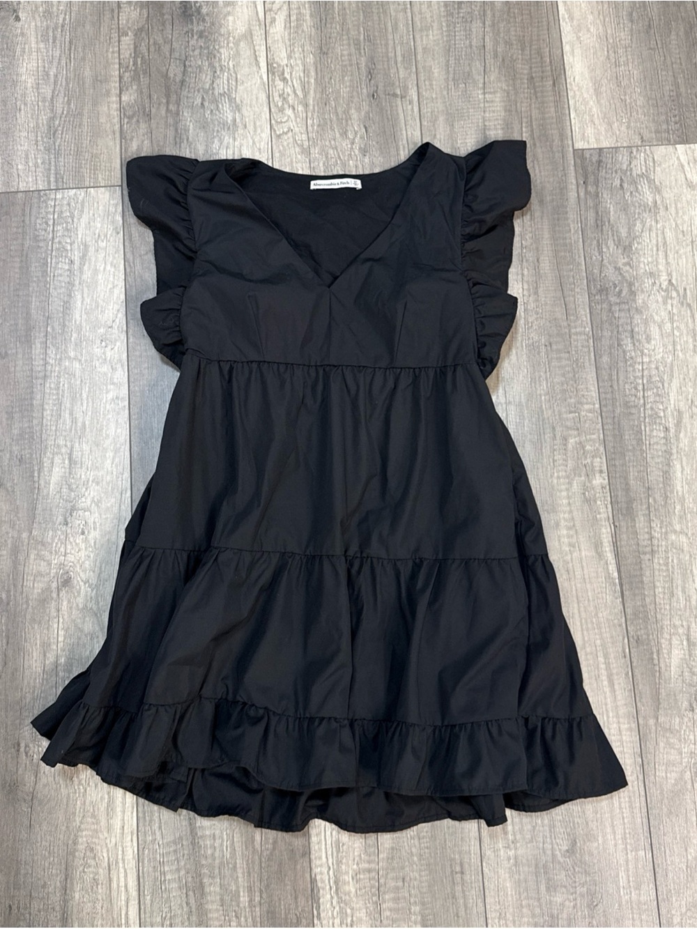 Abercrombie & Fitch Black Ruffle Sleeve Tiered Mini Dress